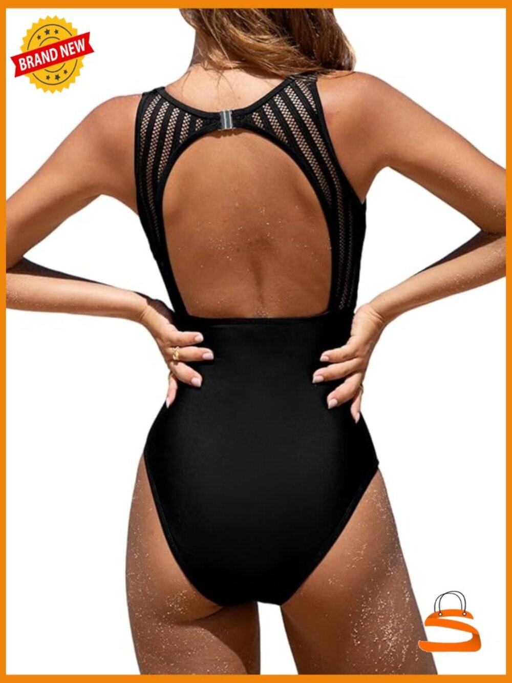 Tummy Control High Neck One Piece Swimsuit Back Cutout Mesh